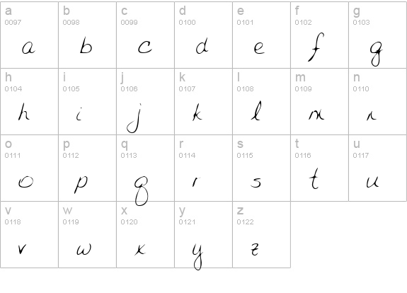 JeninesHand Regular lowercase a-z preview