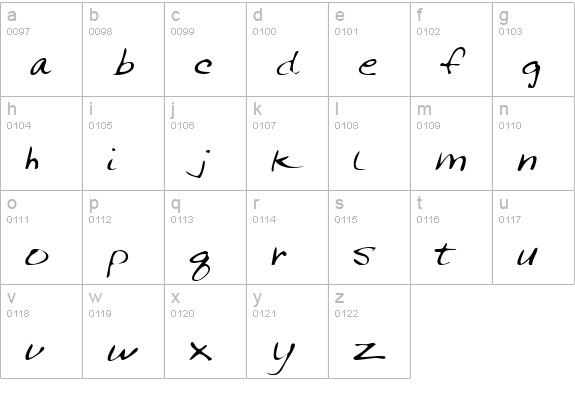 JeremysHand Regular lowercase a-z preview