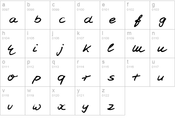 Jesco7 Handwriting lowercase a-z preview