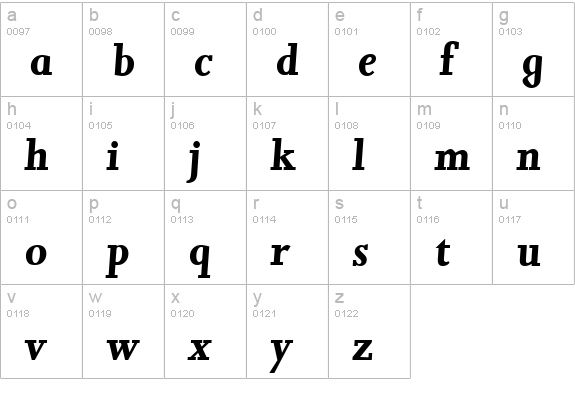 JessicaSerial-BoldItalic lowercase a-z preview