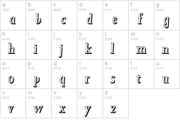 JessicaShadow-Italic lowercase a-z preview