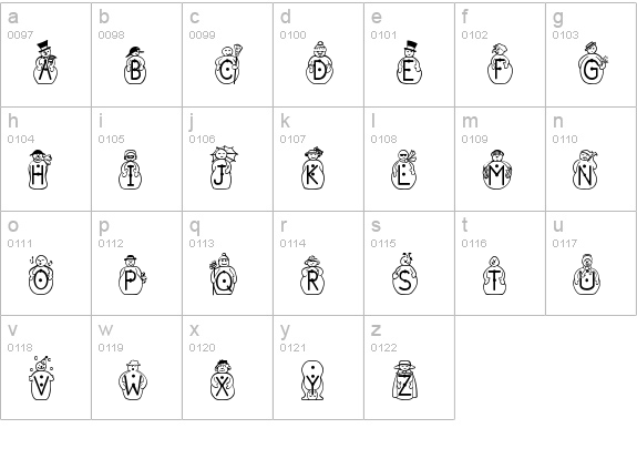 JFSnowbiz lowercase a-z preview
