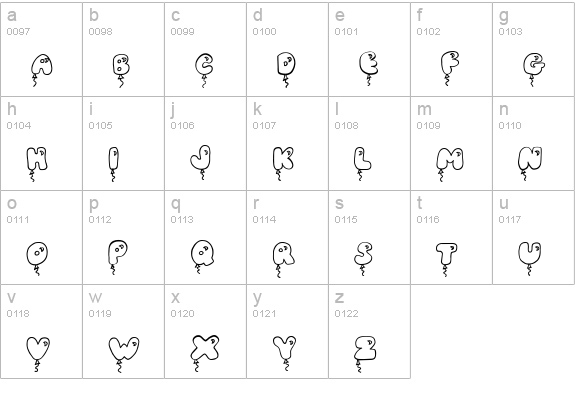JI Balloon Caps lowercase a-z preview