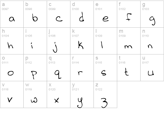 JilliansHand Regular lowercase a-z preview