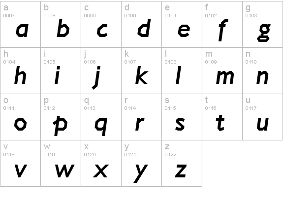 Jillican Heavy Italic lowercase a-z preview