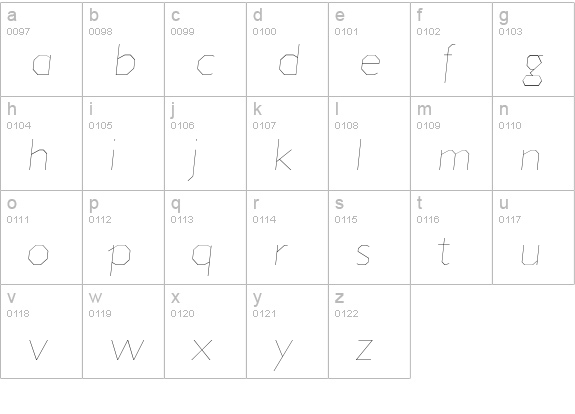 Jillican UltraLight Italic lowercase a-z preview