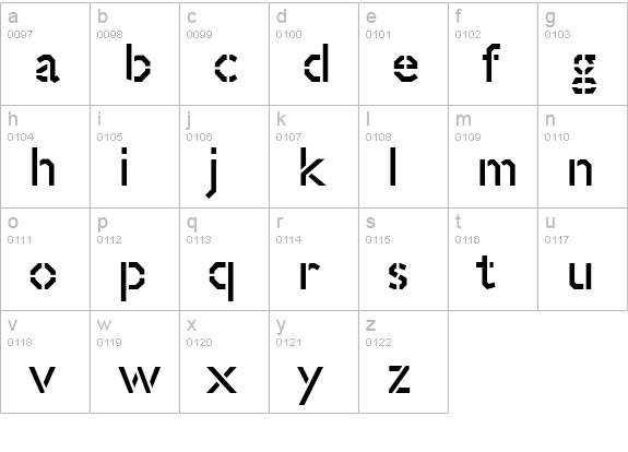 Jillican War lowercase a-z preview
