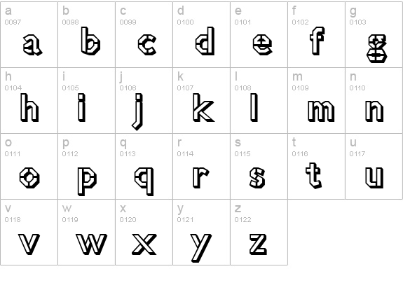 Jillican War 3D lowercase a-z preview