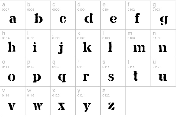 JJStencil Solid lowercase a-z preview