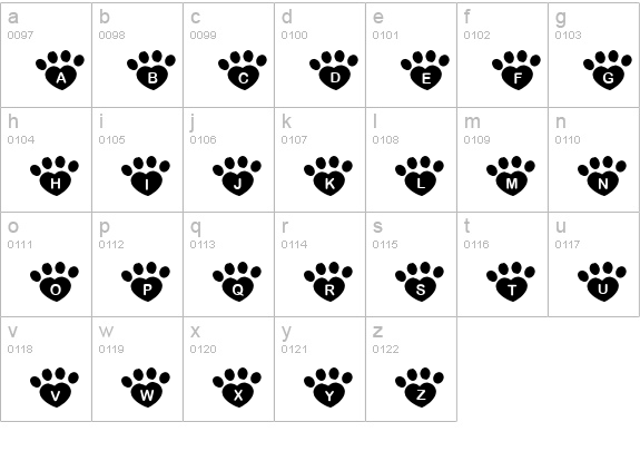 JLR Pawrty Hearty lowercase a-z preview
