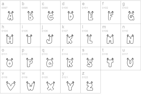 JLR Star Shrek lowercase a-z preview