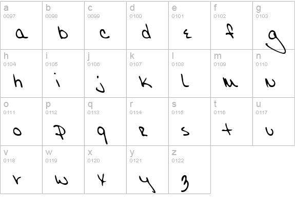JolenesHand Regular lowercase a-z preview