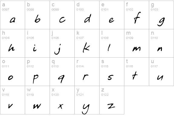 JoshsHand Regular lowercase a-z preview