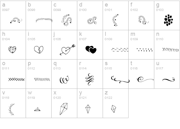 Judy Ornaments lowercase a-z preview