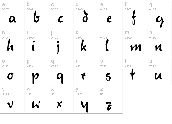 Juliet Regular lowercase a-z preview