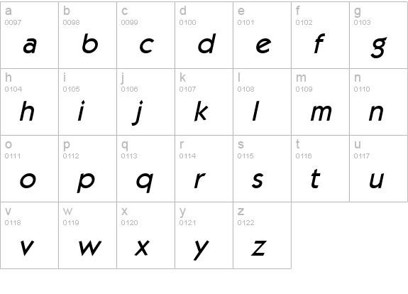 Kabob Italic lowercase a-z preview