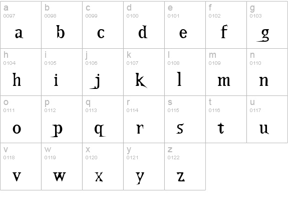 Kallamar Stout lowercase a-z preview