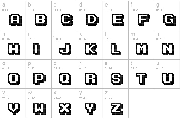 Karmatic Arcade lowercase a-z preview