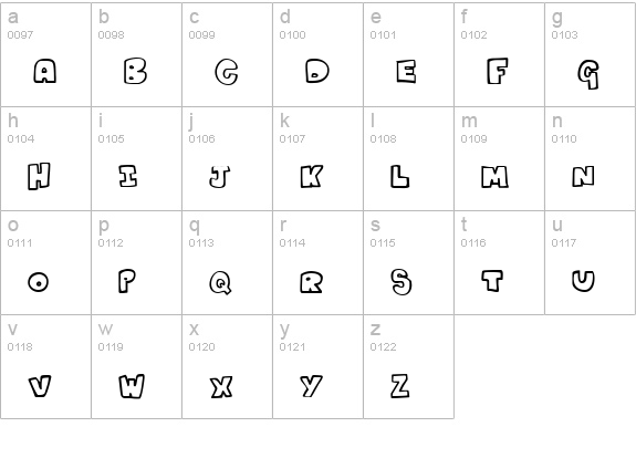Kartoons lowercase a-z preview