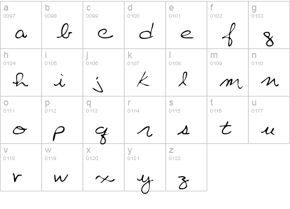KaspersHand Regular lowercase a-z preview