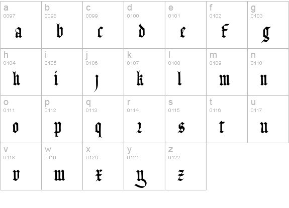 Kastiel lowercase a-z preview