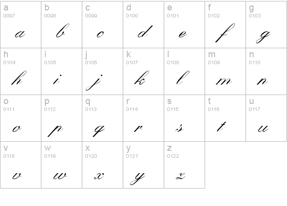 Kastler Italic lowercase a-z preview
