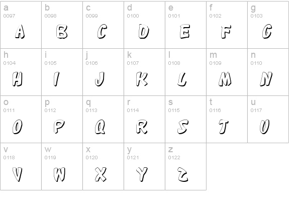 Katana Shadow lowercase a-z preview