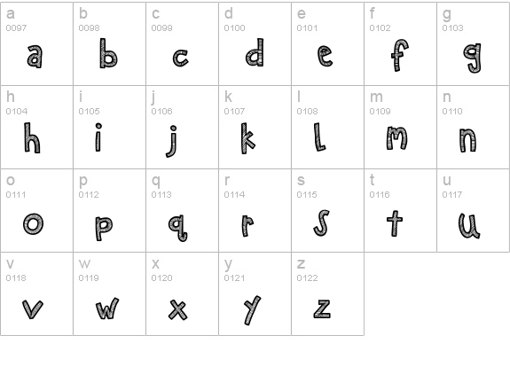 KBZipaDeeDooDah lowercase a-z preview