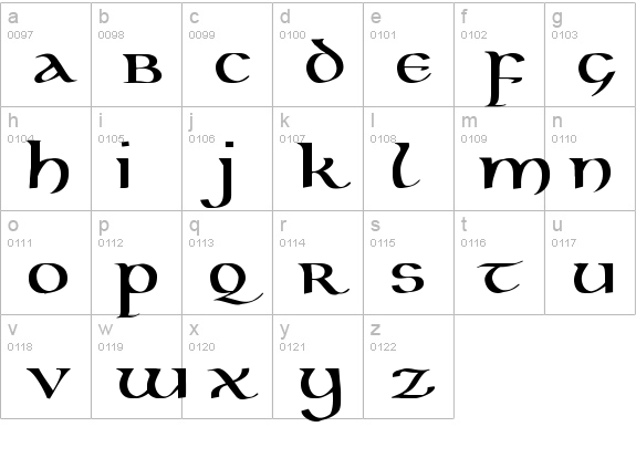 Kells Uncial - DGL Bold lowercase a-z preview