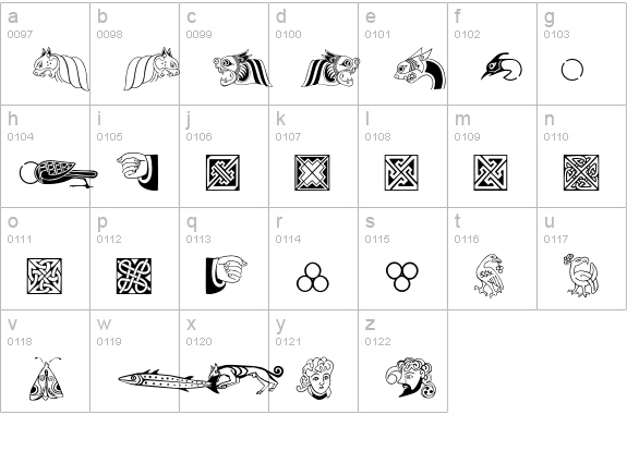 KellsExtras lowercase a-z preview