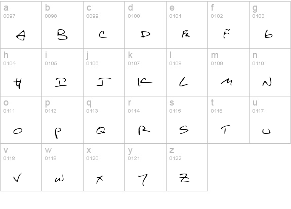 KelseysHand Regular lowercase a-z preview