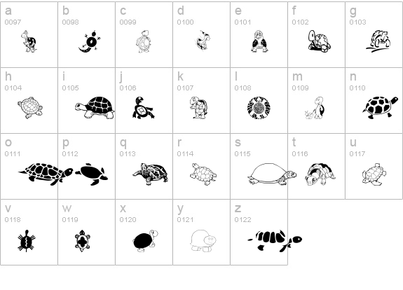 Keya's Turtles lowercase a-z preview