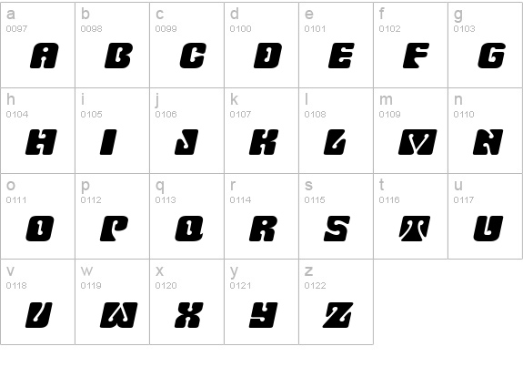 KeyholeExtended Italic lowercase a-z preview