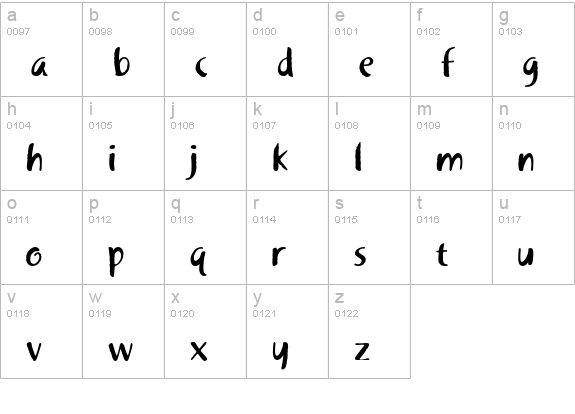 Khaki One lowercase a-z preview