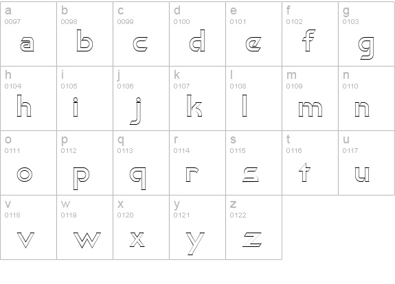 Khan Outline lowercase a-z preview
