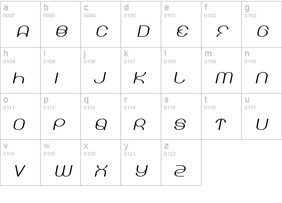 Kicking Limos lowercase a-z preview