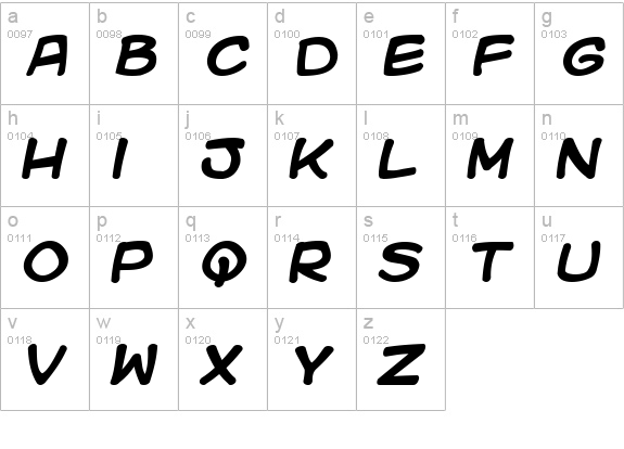 Kid Kosmic Bold lowercase a-z preview