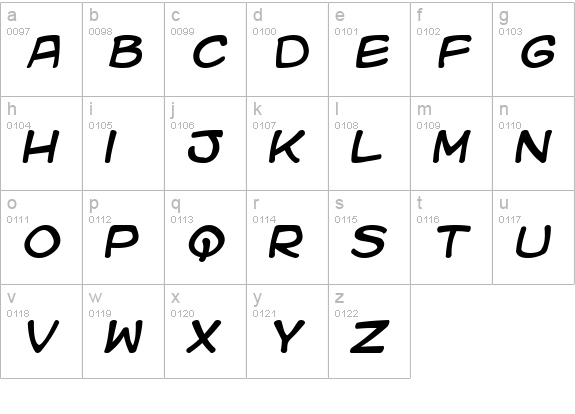 Kid Kosmic Italic lowercase a-z preview