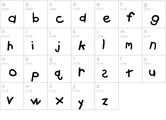 KidzOnlyTooSSK Bold lowercase a-z preview
