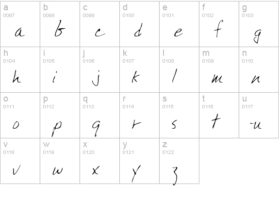 KimballsHand Regular lowercase a-z preview