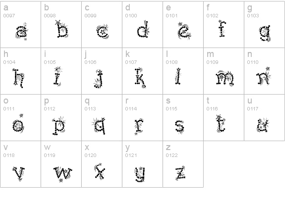 Kingthings Whizzbang lowercase a-z preview