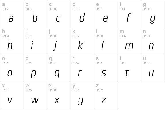 Kiro Light Italic lowercase a-z preview