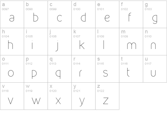 Kirvy Thin lowercase a-z preview