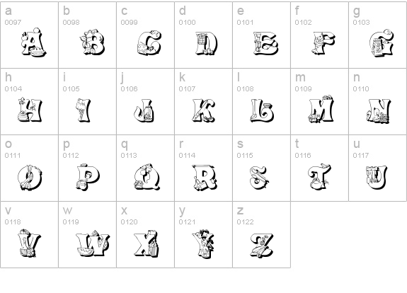 Kitchen Kapers II lowercase a-z preview