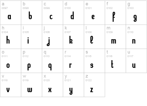 Kleptocracy Condensed lowercase a-z preview