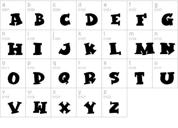 Kleptomaniac lowercase a-z preview