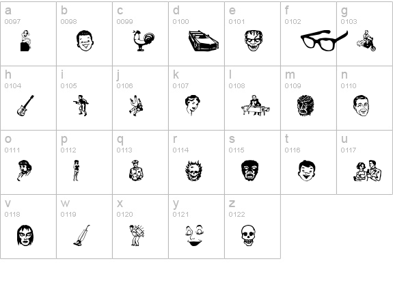 Klippy-Dingbats lowercase a-z preview
