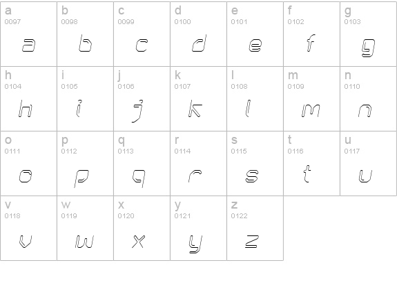 KneeonLight Italic lowercase a-z preview