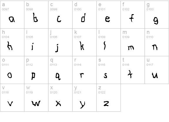 Knocked Around lowercase a-z preview