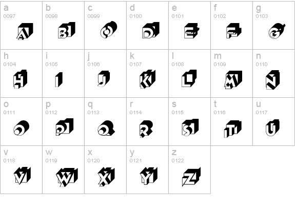 Knockout MF Initials lowercase a-z preview
